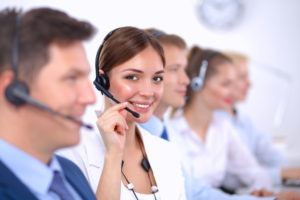 Smiling customer service representative.