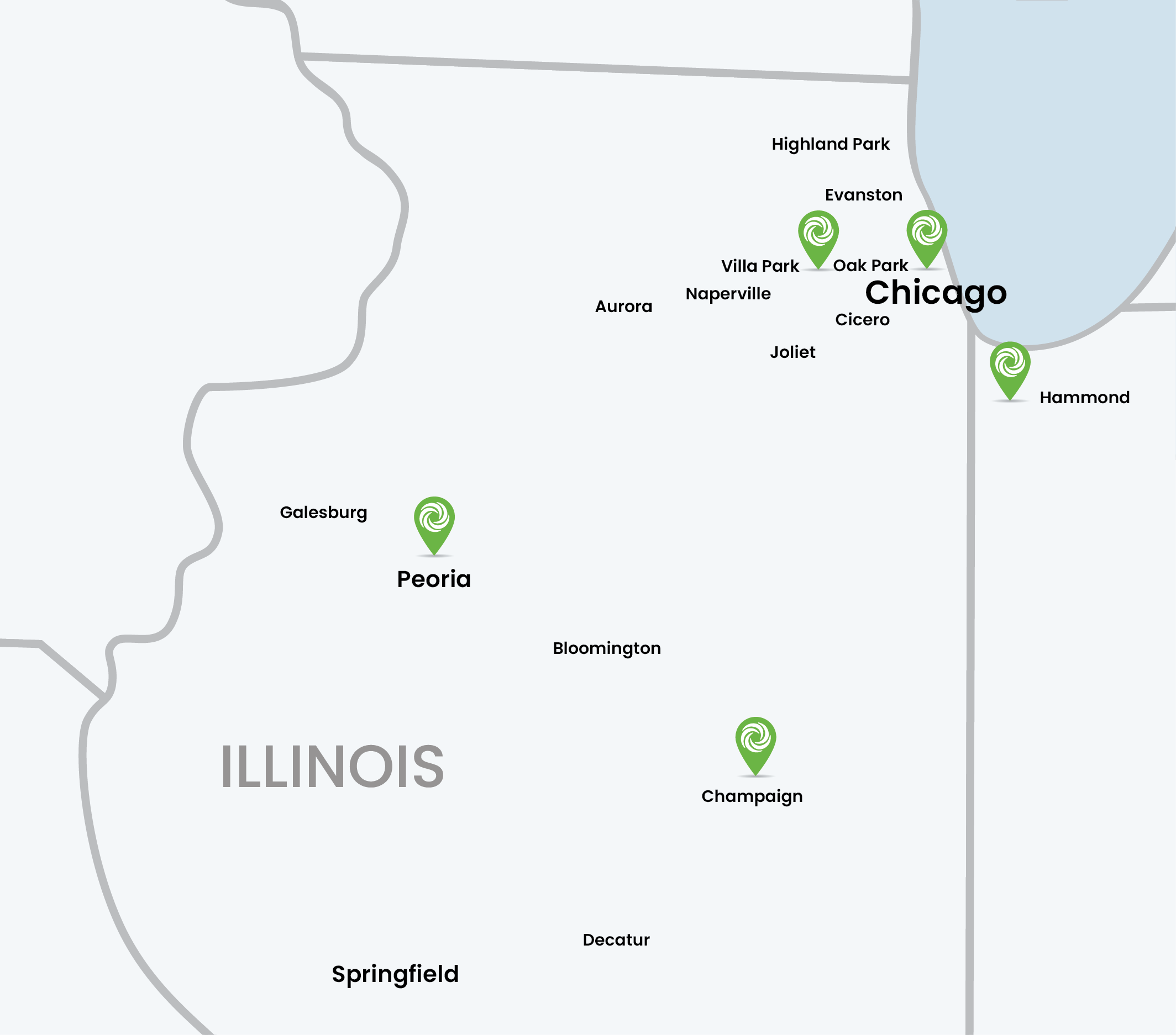 Mickey's Linen Illinois service area map